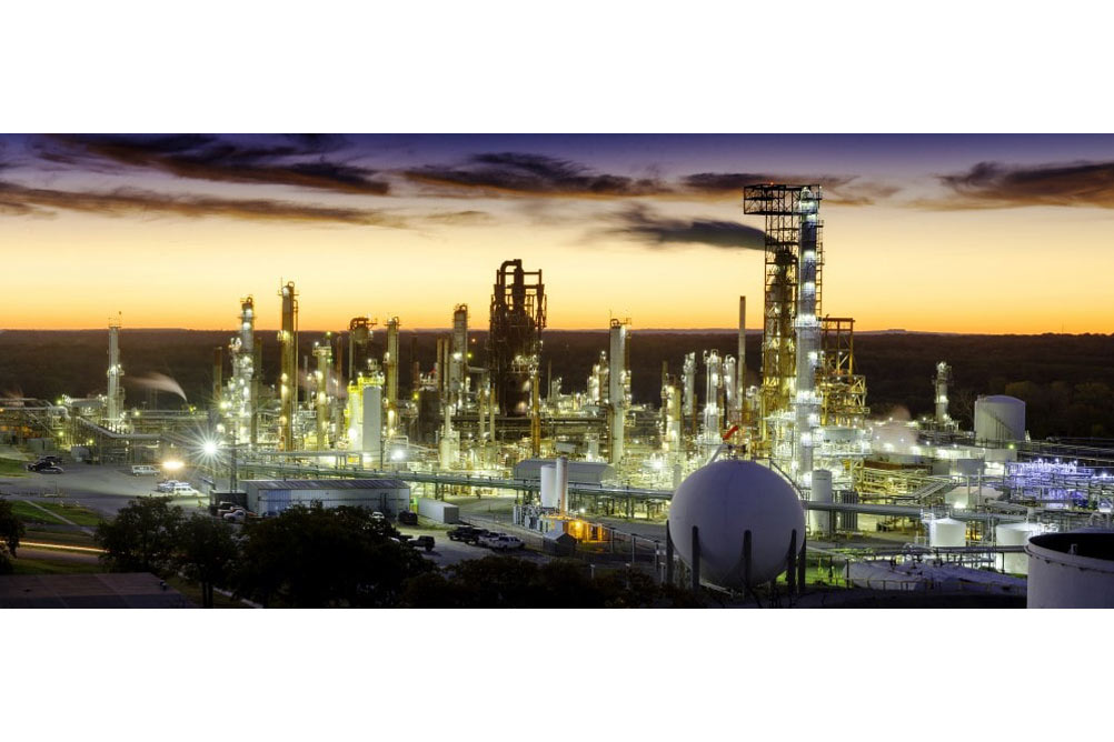 Valero Ardmore Refinery Plant Lit Up at Night